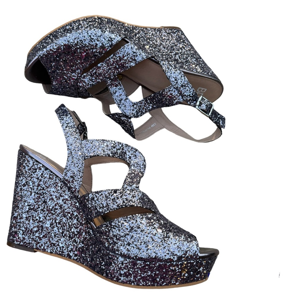 BP PLATFORM wedges PURPLE GLITTER SUNNY high heels strappy Slingback chunky NEW